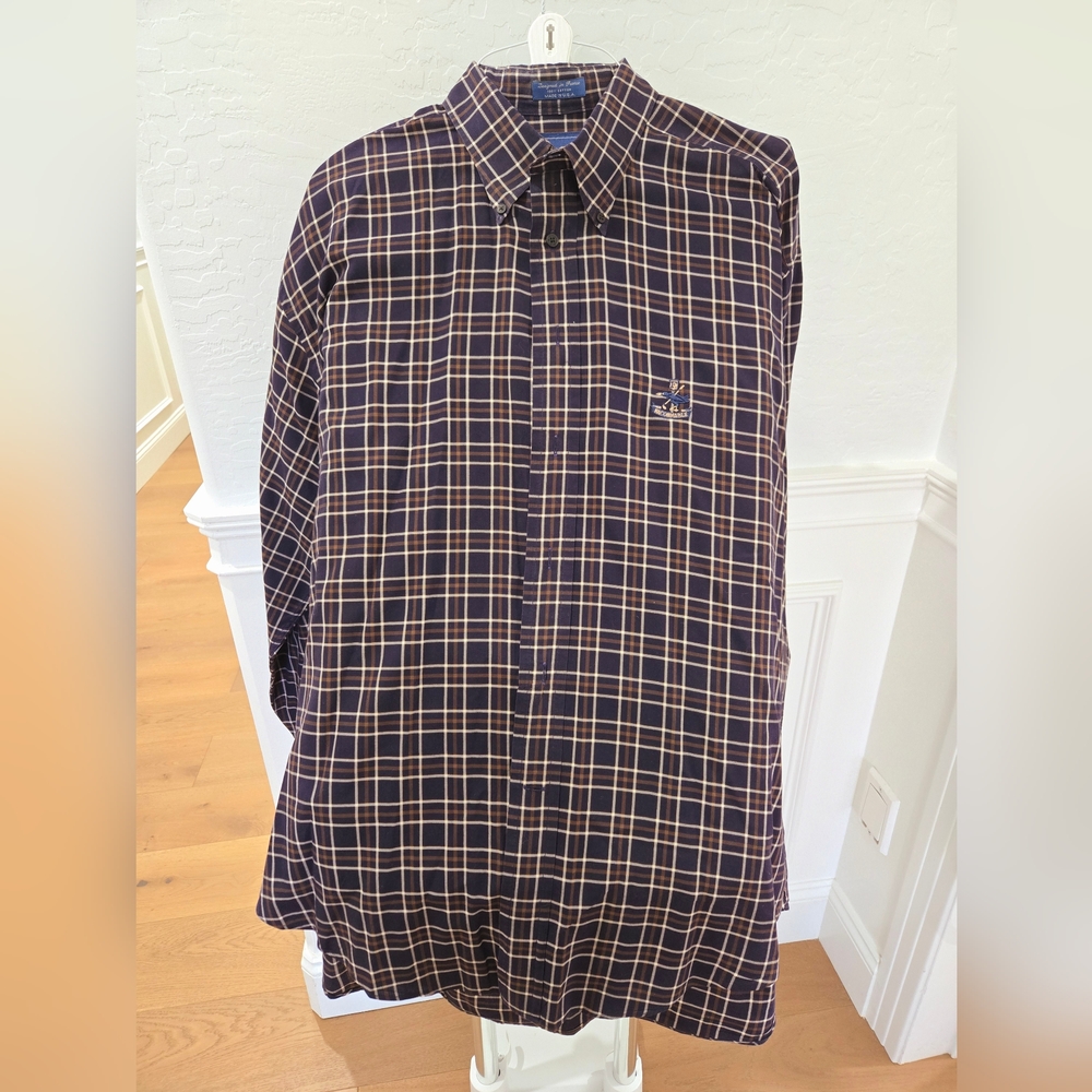 Vintage Men's XXL Faconnable Plaid Button-Down Shirt Excellent condition